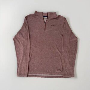 Men’s Columbia Grey/Pink Quarter Zip Pullover XL Long Sleeve Light Mock Neck